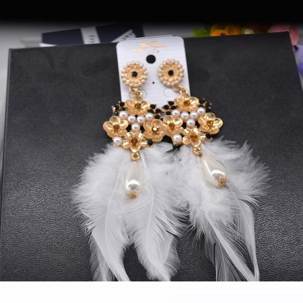 new design fashion vintage metal flower pearl nightclub big feather earrings white fluffy feather bohemia long eardrop for women ship, Silver
new design fashion vintage metal flower pearl nightclub big feather earrings white fluffy feather bohemia long eardrop for women ship, Silver