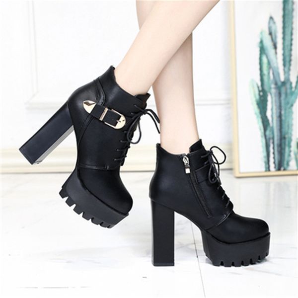 new women thick soled square heel short boots 2020 spring autumn waterproof platform high heel shoes british style ankle boots, Black
new women thick soled square heel short boots 2020 spring autumn waterproof platform high heel shoes british style ankle boots, Black
