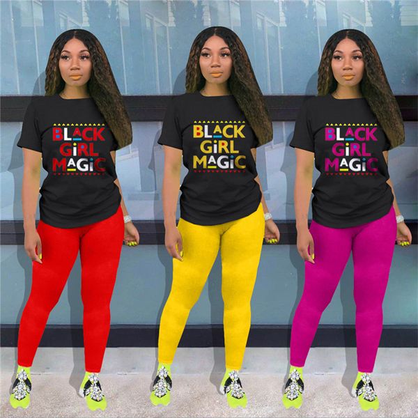 black girl magic letter women clothing two piece outfits designer brand t shirt + pants leggings gym yoga suit fashion lady sportswear d8412, White 
black girl magic letter women clothing two piece outfits designer brand t shirt + pants leggings gym yoga suit fashion lady sportswear d8412, White