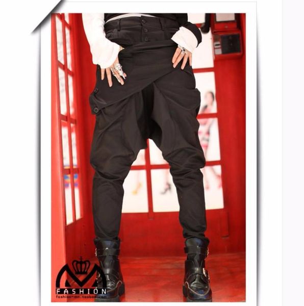 men's pants 27-38 fashion harem hairstylist tide non-mainstream personality skinny hanging crotch singer costume, Black
men's pants 27-38 fashion harem hairstylist tide non-mainstream personality skinny hanging crotch singer costume, Black