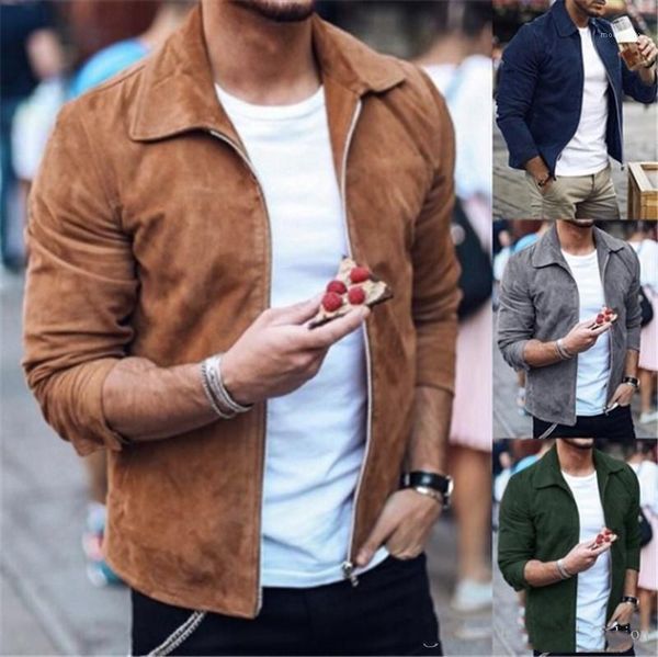 mens designer jackets solid color zipper fly coats autumn winter casual male clothing dropshipping lapel neck, Black;brown
mens designer jackets solid color zipper fly coats autumn winter casual male clothing dropshipping lapel neck, Black;brown