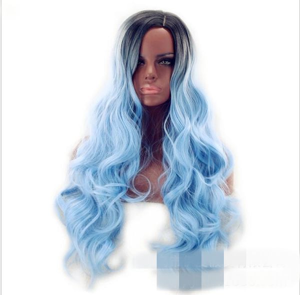 european and american wig fashion center point headgear long dyed big wave wig lady factory, Black