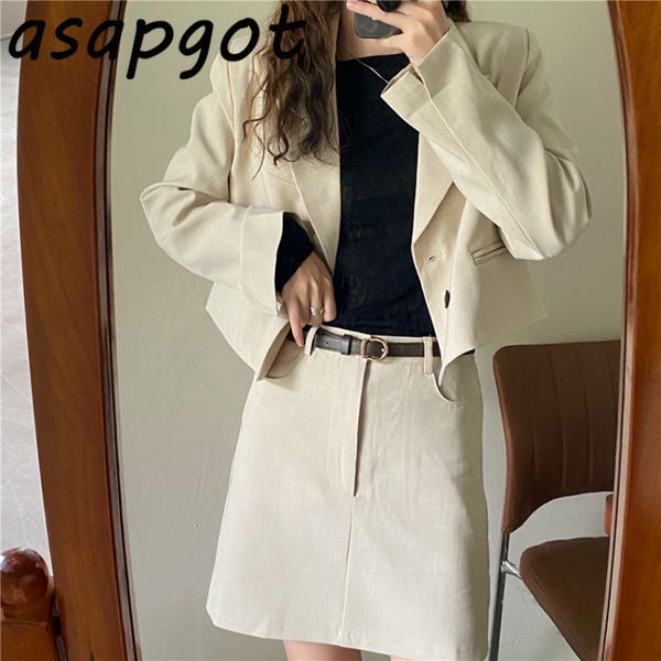 two piece dress asapgot fall casual double-breasted blazer coat slim high waist a line mini skirt with belt and set 2 qualities, White
two piece dress asapgot fall casual double-breasted blazer coat slim high waist a line mini skirt with belt and set 2 qualities, White