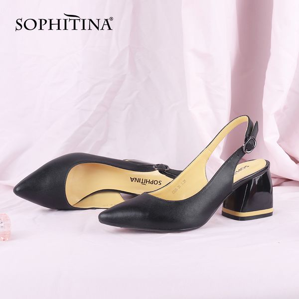 sophitina summer new women pointed toe square heel high back strap shoes metal decoration sheepskin mature sandals c585 y200620, Black
sophitina summer new women pointed toe square heel high back strap shoes metal decoration sheepskin mature sandals c585 y200620, Black