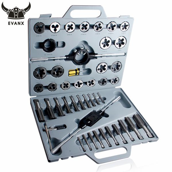 evanx 45pcs 1/4"-1" tap and die set inch hand screw taps alloy steel thread cutting tool with case
evanx 45pcs 1/4"-1" tap and die set inch hand screw taps alloy steel thread cutting tool with case