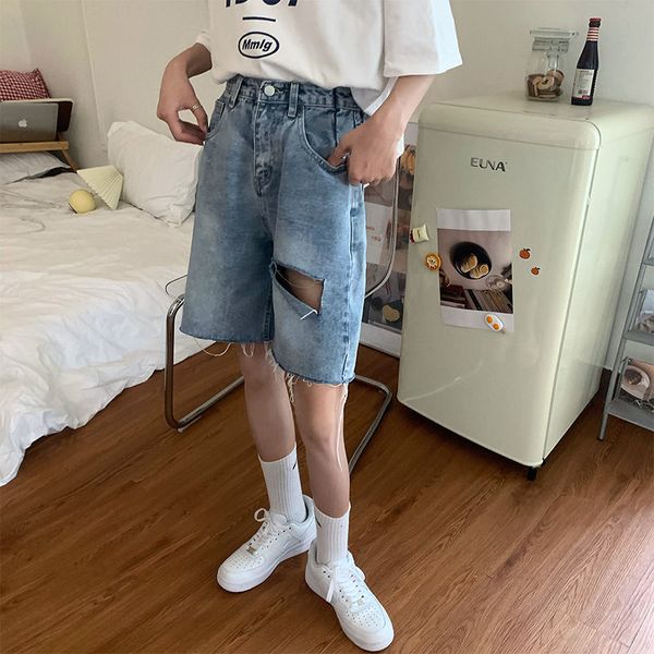 women's jeans bottoms pants five point summer show thin holes straight loose wide leg, Blue
women's jeans bottoms pants five point summer show thin holes straight loose wide leg, Blue