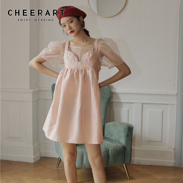 cheerart 2 piece pink mesh puff sleeve ball gown summer dress 2020 jacquard women short sleeve mini dress elegant designer, White;black
cheerart 2 piece pink mesh puff sleeve ball gown summer dress 2020 jacquard women short sleeve mini dress elegant designer, White;black