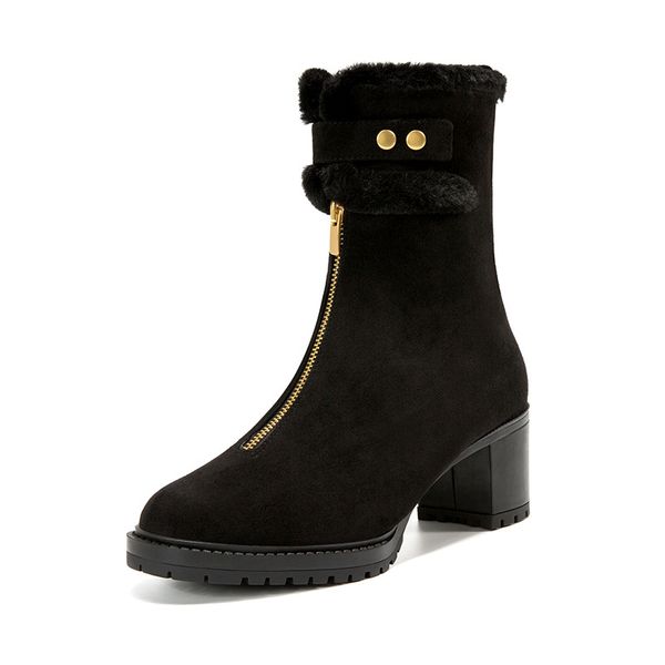 famous ankle buckle snow boots front zipper thicken furry winter booties mujer suede leather ankle boots high heels women s529, Black
famous ankle buckle snow boots front zipper thicken furry winter booties mujer suede leather ankle boots high heels women s529, Black