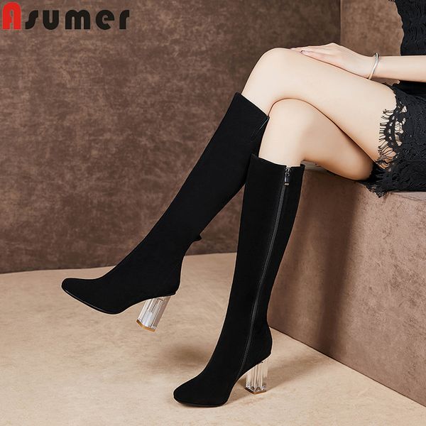 boots asumer fashion knee high round toe zip suede leather shoes autumn winter transparent heels women 2021, Black
boots asumer fashion knee high round toe zip suede leather shoes autumn winter transparent heels women 2021, Black