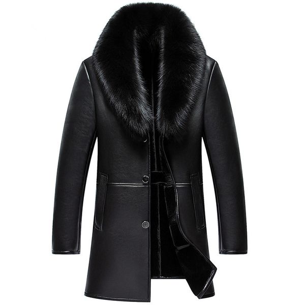 winter big fur long pu leather plus size warm with velvet thick solid color jacket fur parka men jacket cuir homme mz1957, Black
winter big fur long pu leather plus size warm with velvet thick solid color jacket fur parka men jacket cuir homme mz1957, Black