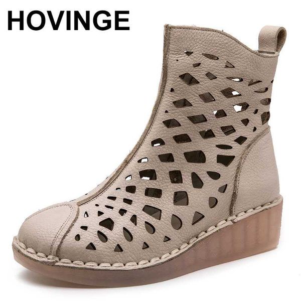 hovinge summer women ankle boots handmade genuine leather hollow out sandals women's shoes wedges soft bottom women boots, Black
hovinge summer women ankle boots handmade genuine leather hollow out sandals women's shoes wedges soft bottom women boots, Black