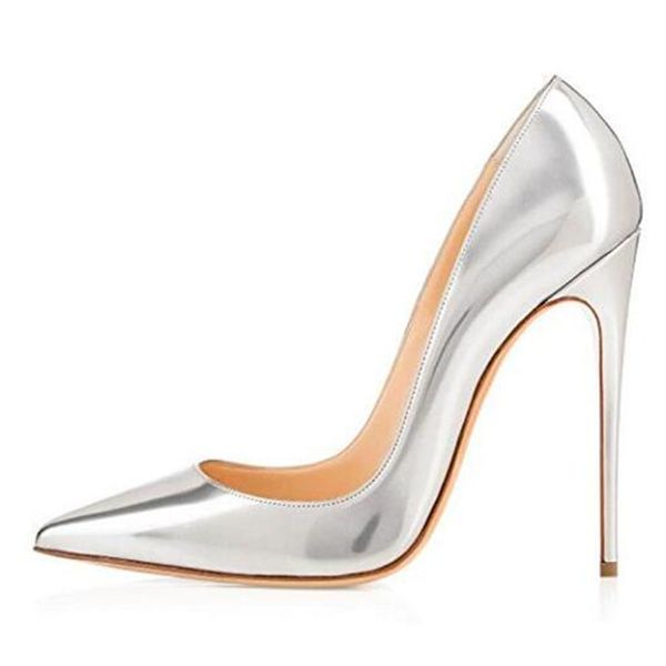 women pumps brand thin high heels silver patent leather slip on 12cm pointed toe shallow wedding party women shoes new 2020, Black
women pumps brand thin high heels silver patent leather slip on 12cm pointed toe shallow wedding party women shoes new 2020, Black