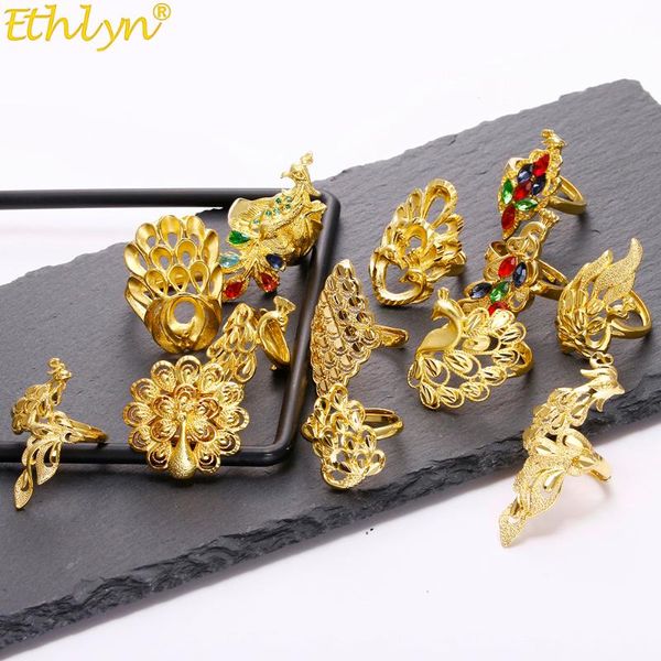 ethlyn dubai durable gold color peacock ring women girls bride wedding birthday gifts , opening size adjustable ring r46, Golden;silver
ethlyn dubai durable gold color peacock ring women girls bride wedding birthday gifts , opening size adjustable ring r46, Golden;silver