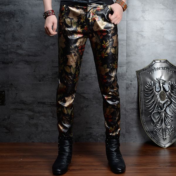 men's pants personalized printed leather korean-style slim-fit nightclub hip hop men camouflage trousers, Black
men's pants personalized printed leather korean-style slim-fit nightclub hip hop men camouflage trousers, Black
