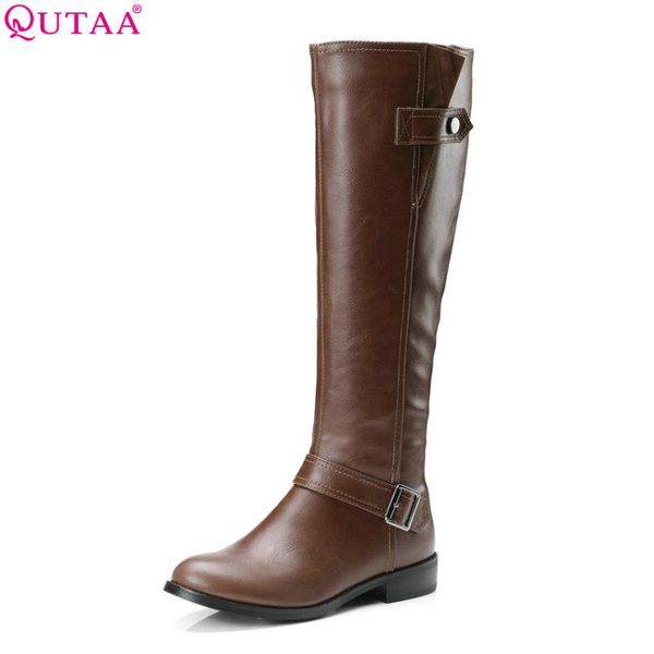 boots qutaa 2021 women shoes knee high fashion pu leather winter zipper round toe size 34-43, Black
boots qutaa 2021 women shoes knee high fashion pu leather winter zipper round toe size 34-43, Black
