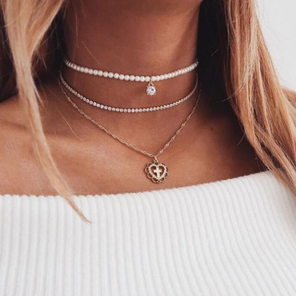 modyle fashion multiple layers crystal cross necklaces for women gold color chokers necklace female simulated pearl jewelry, Silver
modyle fashion multiple layers crystal cross necklaces for women gold color chokers necklace female simulated pearl jewelry, Silver