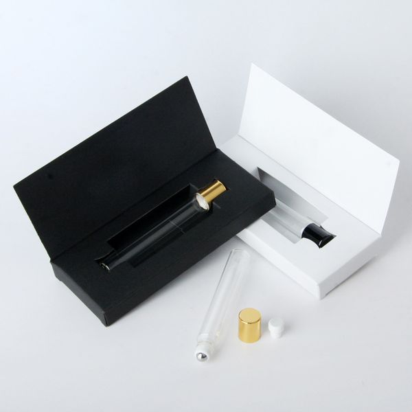 10ml empty essential oil bottle with white/black box package cosmetic roll on steel ball travel perfume bottles
10ml empty essential oil bottle with white/black box package cosmetic roll on steel ball travel perfume bottles