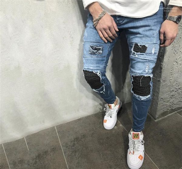 pants fashion homme pants mens designer ruffled patched jeans spring slim fit casual, Blue
pants fashion homme pants mens designer ruffled patched jeans spring slim fit casual, Blue