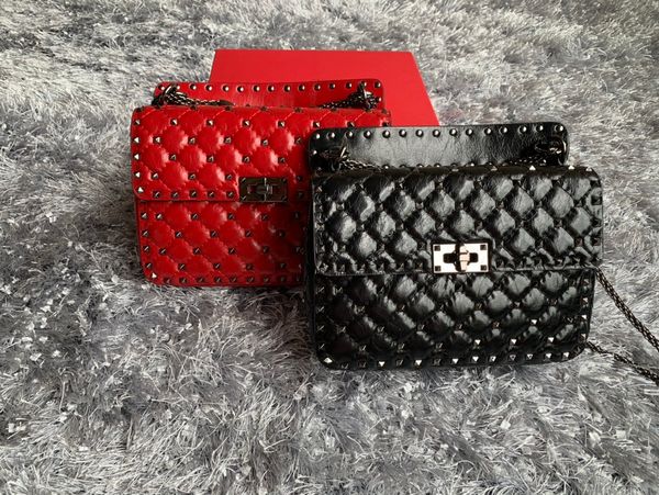 lattice designed girl medium papaya cow handbag genuine diamond classic 24cm chain rivet leather print fashion women leather bag high b fljd, Red;black
lattice designed girl medium papaya cow handbag genuine diamond classic 24cm chain rivet leather print fashion women leather bag high b fljd, Red;black
