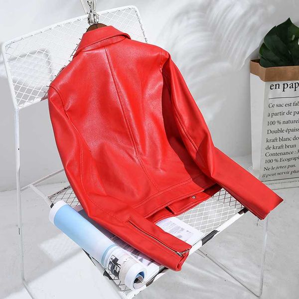 women's leather & faux biker short 2021 red jacket women korean pu coat spring abrigo mujer fm0214060 pph567, Black
women's leather & faux biker short 2021 red jacket women korean pu coat spring abrigo mujer fm0214060 pph567, Black