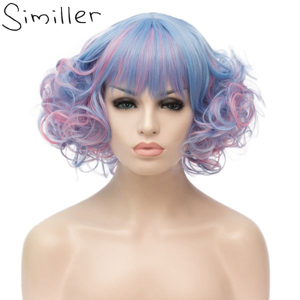 similler 10" women short curly bob wigs heat resistant hair fluffy full wig for cosplay halloween costume blue pink red mixed, Black
similler 10" women short curly bob wigs heat resistant hair fluffy full wig for cosplay halloween costume blue pink red mixed, Black