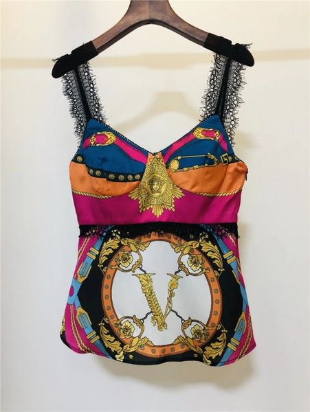 spring / summer 2020 baroque lace stitching camisole, White 
spring / summer 2020 baroque lace stitching camisole, White