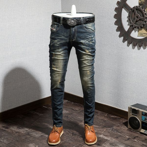 men skinny jeans size 28 36 biker destroyed ripped denim pencil pants hip hop 2020 streetwear, Blue 
men skinny jeans size 28 36 biker destroyed ripped denim pencil pants hip hop 2020 streetwear, Blue