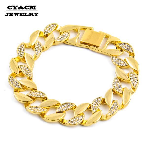 link, chain men hip hop bracelet gold silver color 15mm iced out bling half rhinestone crystal miami cuban bracelets punk jewelry 22cm, Black
link, chain men hip hop bracelet gold silver color 15mm iced out bling half rhinestone crystal miami cuban bracelets punk jewelry 22cm, Black