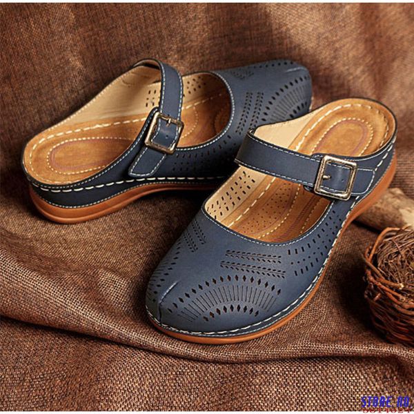 women's casual slippers comfortable ankle buckle hollow round toe ladies sandals women shoes pu platform rome sewing girls shoes, Black
women's casual slippers comfortable ankle buckle hollow round toe ladies sandals women shoes pu platform rome sewing girls shoes, Black