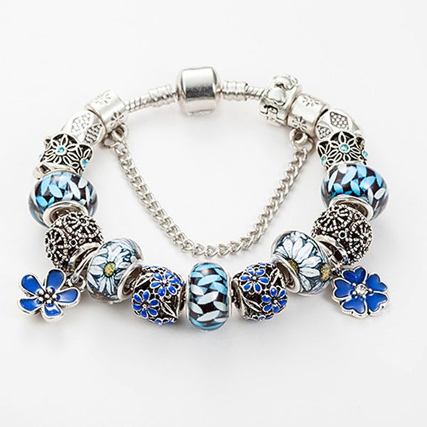 new charm flower pendant beaded bracelet for pandora jewelry diy blue beaded pendant ladies bracelet with gift, Black
new charm flower pendant beaded bracelet for pandora jewelry diy blue beaded pendant ladies bracelet with gift, Black