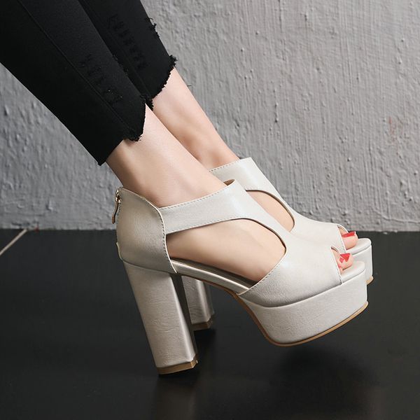 super high heels platform women sandals brand t-strap buckle party office lady basic shoes womanlarge size 41 42, Black
super high heels platform women sandals brand t-strap buckle party office lady basic shoes womanlarge size 41 42, Black