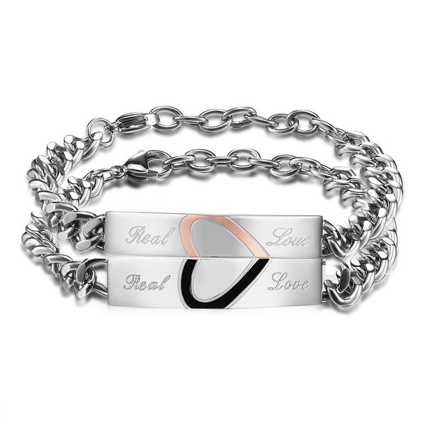 link, chain bracelets for women couples fashion charm pink heart stainless steel on hand lovers bracelet gift boyfriend, Black
link, chain bracelets for women couples fashion charm pink heart stainless steel on hand lovers bracelet gift boyfriend, Black