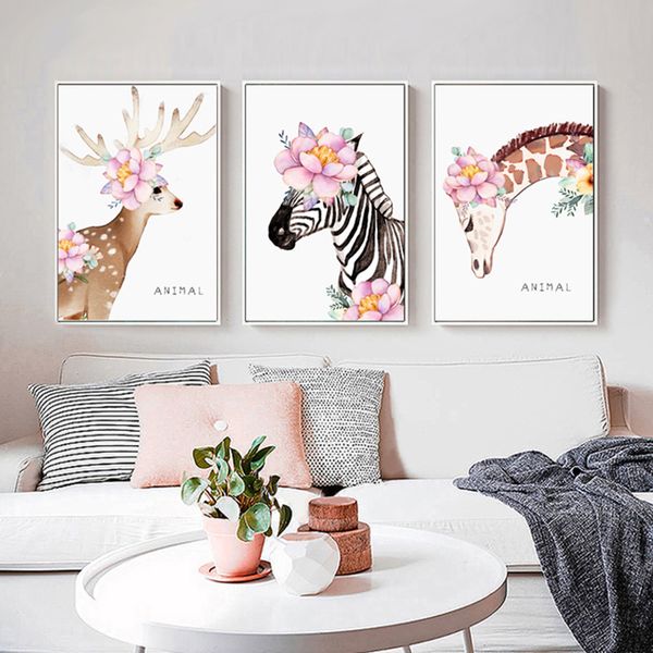 nordic flower cartoon animal posters and prints wall art canvas painting deer zebra giraffe pictures for living room home decor
nordic flower cartoon animal posters and prints wall art canvas painting deer zebra giraffe pictures for living room home decor