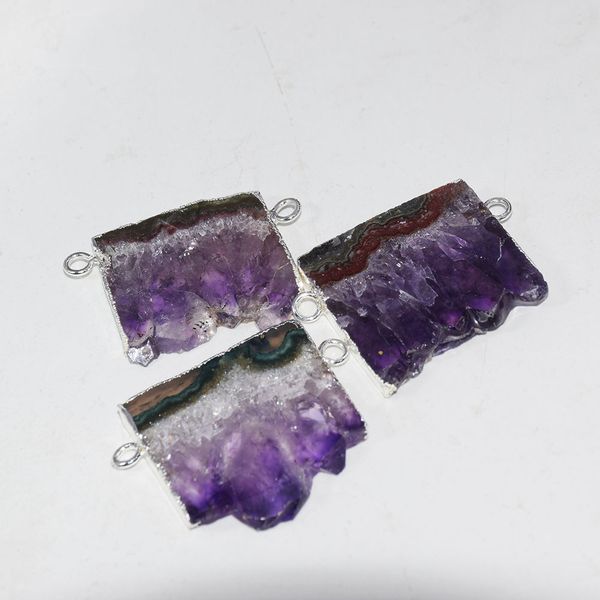 fashion jewelry natural slice geode druzy stone connector pendant 2020 charm women large amethysts 2 loop purple crystal quartz, Silver
fashion jewelry natural slice geode druzy stone connector pendant 2020 charm women large amethysts 2 loop purple crystal quartz, Silver