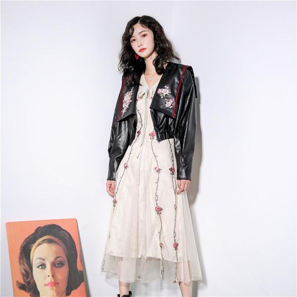 jacket luxury loose embroidery coat womens fashion short outerwear designer pu womens, Black
jacket luxury loose embroidery coat womens fashion short outerwear designer pu womens, Black