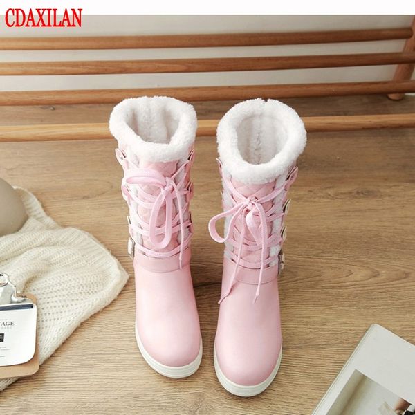 cdaxilan new to snow boots women winter soft pu leather lace-up platform mid-calf boots ladies warm legs, Black
cdaxilan new to snow boots women winter soft pu leather lace-up platform mid-calf boots ladies warm legs, Black