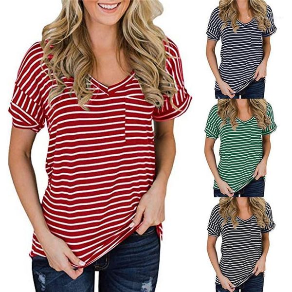 females casual short sleeve fsahion womens striped v neck tees summer designer solid color pocket loose tshirts, White
females casual short sleeve fsahion womens striped v neck tees summer designer solid color pocket loose tshirts, White