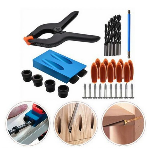 34pcs карманный hole jig kit 6/8/10 мм угол сверла набор инструментов woodwoorking перфоратора локатор jig буровое долото плотницкие инструм
34pcs карманный hole jig kit 6/8/10 мм угол сверла набор инструментов woodwoorking перфоратора локатор jig буровое долото плотницкие инструм