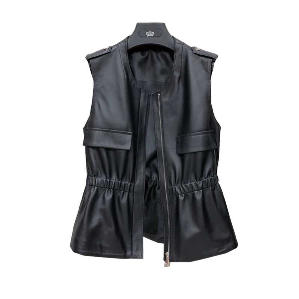 women's vests 2021 women genuine leather vest sheepskin loose pullover sleeveless jacket ladies autumn short streetwear, Black;white
women's vests 2021 women genuine leather vest sheepskin loose pullover sleeveless jacket ladies autumn short streetwear, Black;white