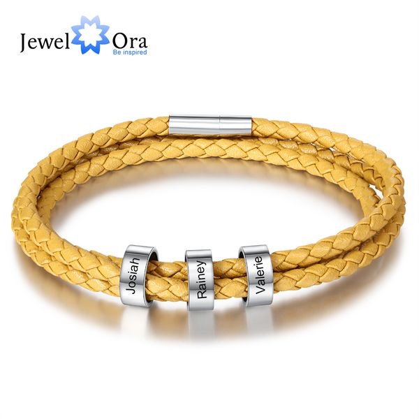 personalized charm bracelet with stainless steel beads custom engraving 3 names leather bracelets for women men jewelry y200810, Golden;silver
personalized charm bracelet with stainless steel beads custom engraving 3 names leather bracelets for women men jewelry y200810, Golden;silver