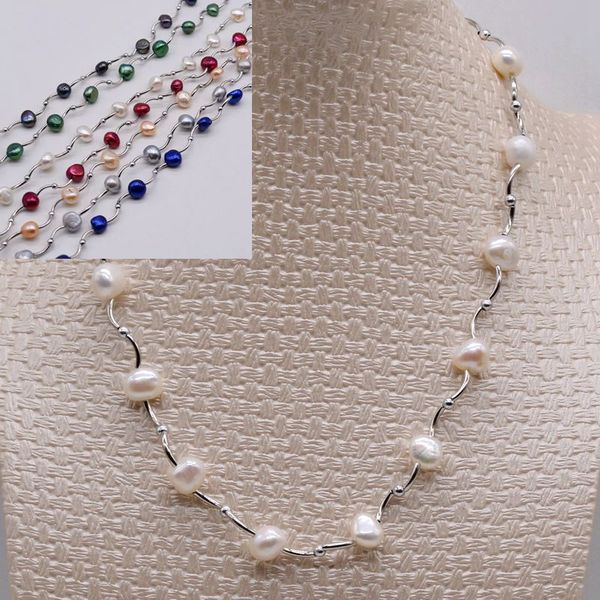 a casual pair with a natural pearl necklace. multiple colors to choose from. handmade pearl necklace. women's necklace, Silver
a casual pair with a natural pearl necklace. multiple colors to choose from. handmade pearl necklace. women's necklace, Silver