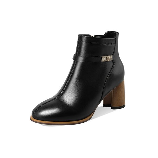 working ankle boots elegant concise shoes woman genuine leather female side zipper thick high heels boots winter, Black
working ankle boots elegant concise shoes woman genuine leather female side zipper thick high heels boots winter, Black