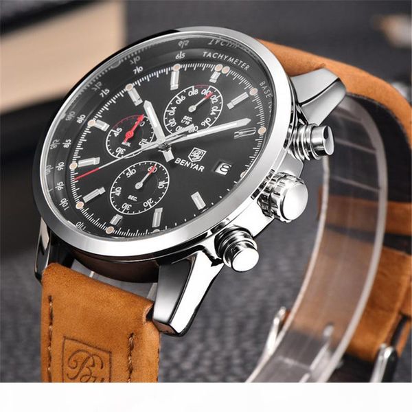 benyar sport brand luxury male leather waterproof chronograph quartz military wrist watch men clock saat c19041601, Slivery;brown
benyar sport brand luxury male leather waterproof chronograph quartz military wrist watch men clock saat c19041601, Slivery;brown