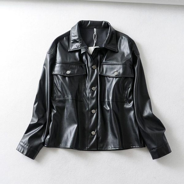 women's leather & faux 2021 autumn loose pu jacket women casual coats turn down collar single breasted black outwear jaqueta de couro f
women's leather & faux 2021 autumn loose pu jacket women casual coats turn down collar single breasted black outwear jaqueta de couro f