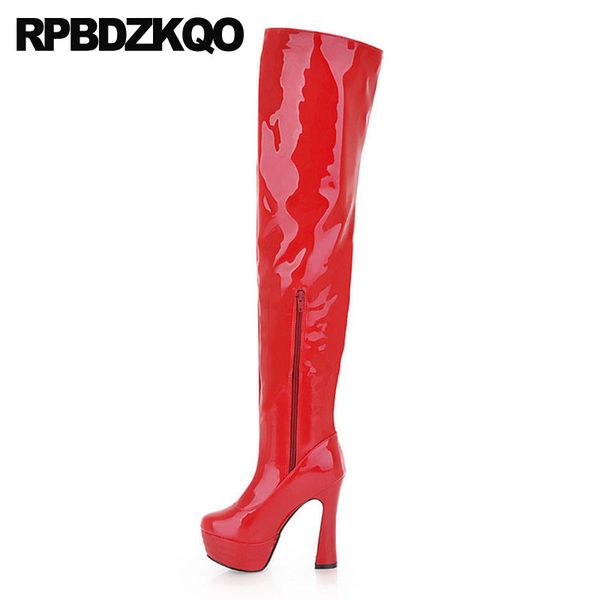 extreme red 10 side zip boots shoes exotic dancer over the knee fetish big size women chunky thigh high patent leather heel, Black
extreme red 10 side zip boots shoes exotic dancer over the knee fetish big size women chunky thigh high patent leather heel, Black