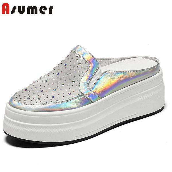 asumer 2020 flat platform shoes women slipper genuine leather mesh crystal comfortable casual shoes woman, Black
asumer 2020 flat platform shoes women slipper genuine leather mesh crystal comfortable casual shoes woman, Black