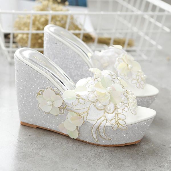 womens flowers lace pearls clear slippers platform wedge super high heel 12cm shoes sweet peep toe flip flops mules wedding b127, Black
womens flowers lace pearls clear slippers platform wedge super high heel 12cm shoes sweet peep toe flip flops mules wedding b127, Black
