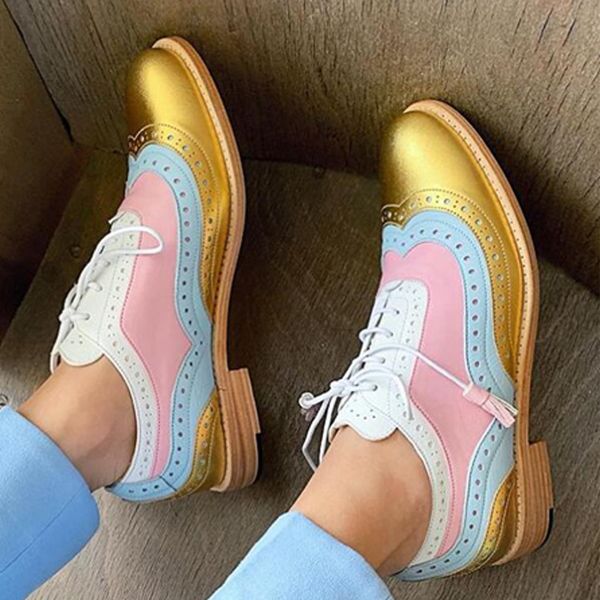 2020 women lace up flat shoes ladies pu leather brogues sewing patchwork shoes female cone heels woman high heel, Black
2020 women lace up flat shoes ladies pu leather brogues sewing patchwork shoes female cone heels woman high heel, Black