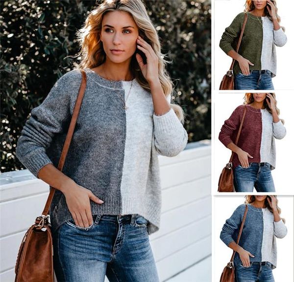 long sleeve autumn casual sweater ladies pullover women colorblock sweater loose crew neck, White;black
long sleeve autumn casual sweater ladies pullover women colorblock sweater loose crew neck, White;black