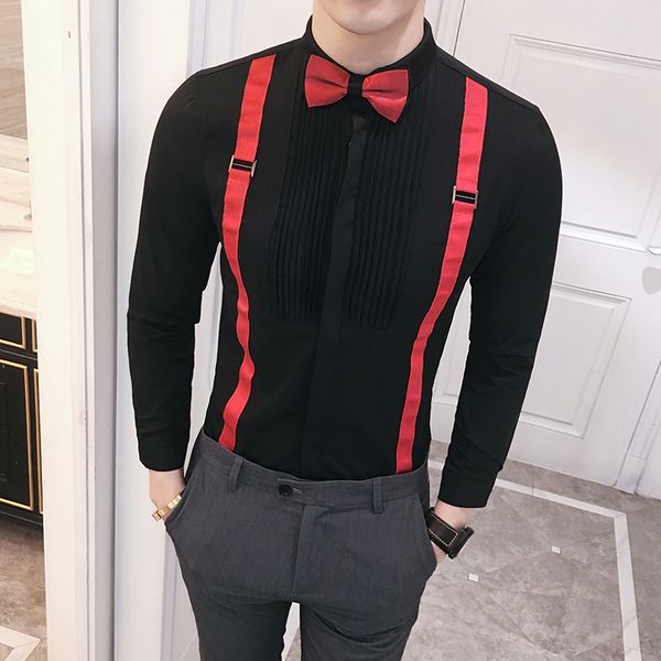 men's pleated shirt long sleeve 2020 bow tie men's tuxedo shirt fashion stripe slim wedding party prom men 5xl, White;black
men's pleated shirt long sleeve 2020 bow tie men's tuxedo shirt fashion stripe slim wedding party prom men 5xl, White;black